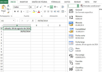 Trabajar con fechas en Excel 2013
