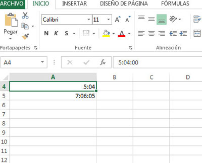 Trabajar con el formato hora en Excel 2013