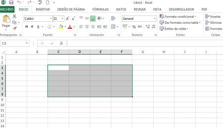 Seleccionar un rango de celdas en Excel 2013