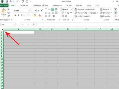 Seleccionar toda la hoja en Excel 2013