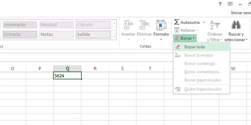 Como borrar datos en Excel 2013