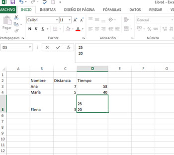 Salto de línea en Excel 2013