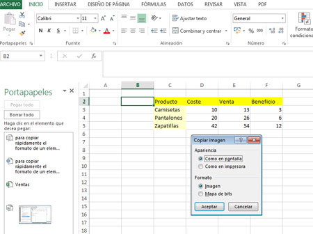 Copiar como imagen en Excel 2013
