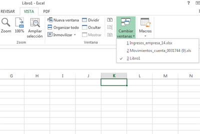 Cambiar ventanas en Excel 2013