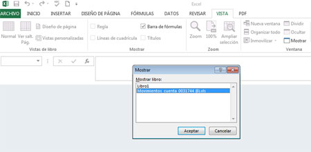 Mostrar ventanas en Excel 2013