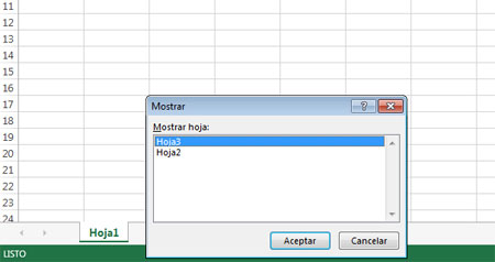 Mostrar hojas en Excel 2013