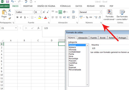 Cuadro formato de celdas en Excel 2013