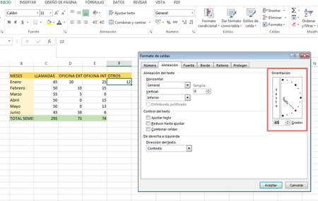 Orientación en Excel 2013