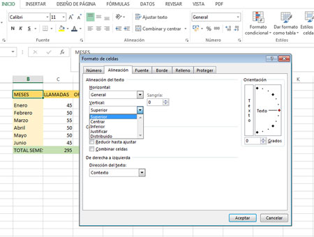 Alineación vertical en Excel 2013