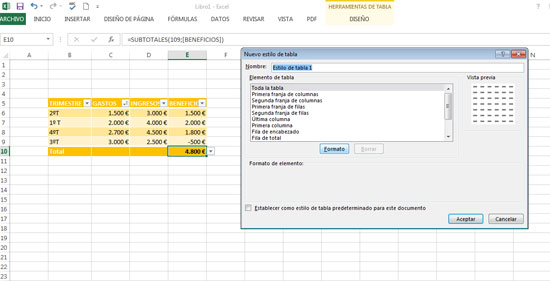 Nuevo estilo de tabla en Excel 2013