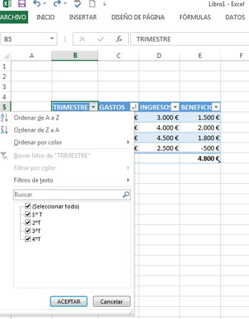 Datos tipo texto en Excel 2013