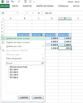 Datos numéricos en Excel 2013