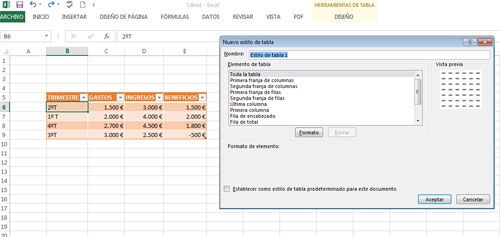 Crear nuevo estilo de tabla en Excel 2013
