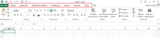 Cinta de opciones en Excel 2013