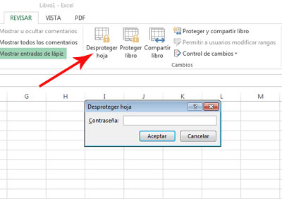 Desproteger hoja en Excel 2013