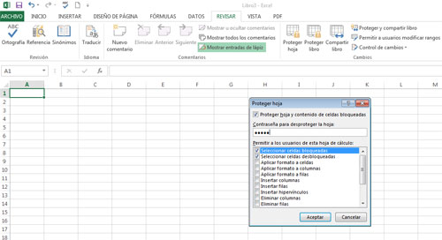 Proteger hoja en Excel 2013