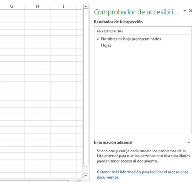 Comprobar accesibilidad en Excel 2013